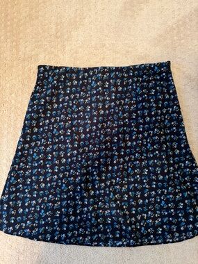 Madewell Navy Blue Floral Layton Skirt